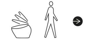 Die Silhouette einer Person läuft von einem Washlet weg, dessen Deckel sich automatisch schließt. 