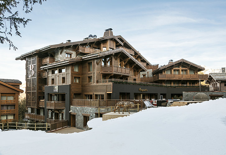 Outside view of luxury hotel Les Neiges in Courchevel