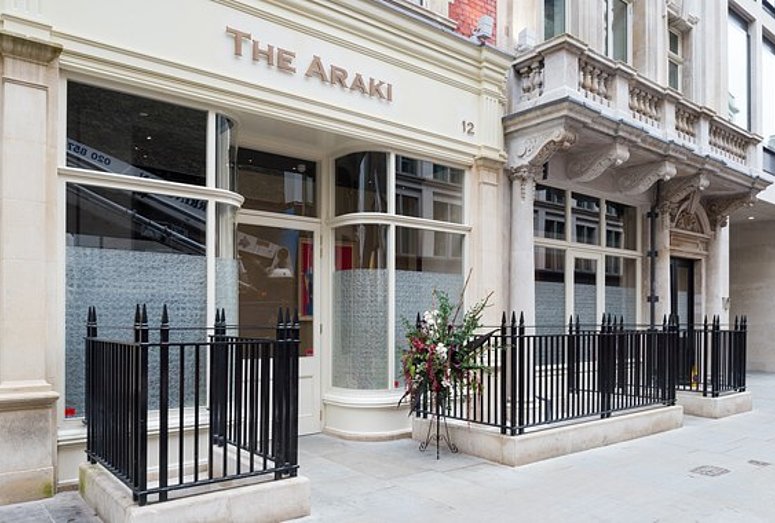 Outdoor view of Araki Restaurant in London