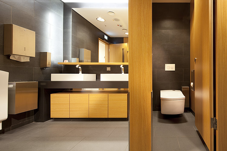 View of the sanitary area with two washstands and a WASHLET®