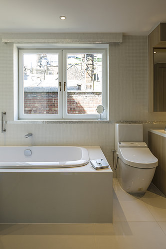 Detailed view of bathtub faucet